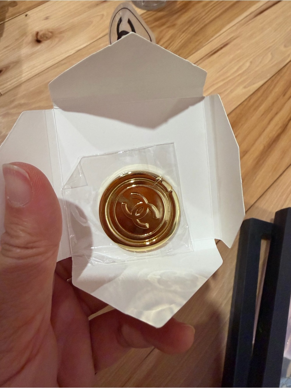 Chanel Logo Phone Ring Holder Gold